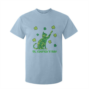 Funny St Catricks Day T Shirt For Kid Lucky Shamrock Cat Saint Pattys TS12 Light Blue Print Your Wear
