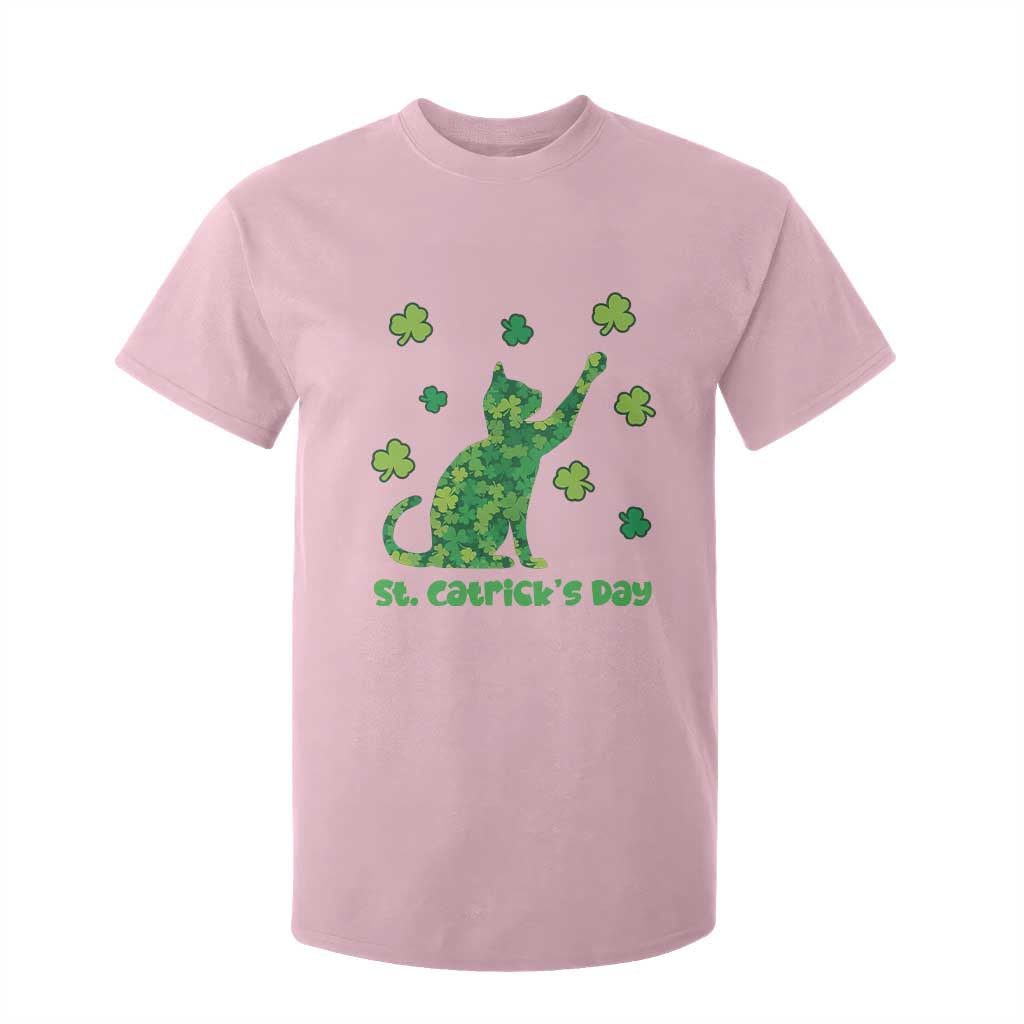 Funny St Catricks Day T Shirt For Kid Lucky Shamrock Cat Saint Pattys TS12 Light Pink Print Your Wear