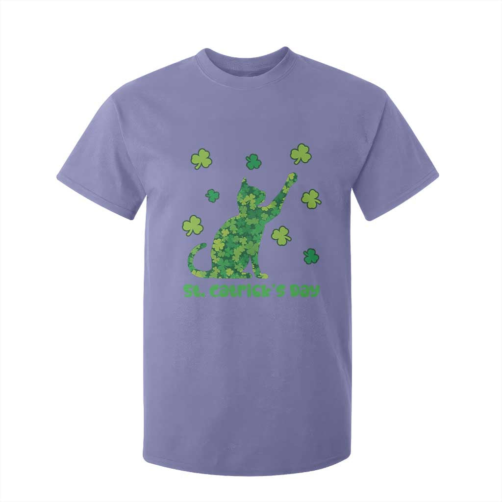 Funny St Catricks Day T Shirt For Kid Lucky Shamrock Cat Saint Pattys TS12 Violet Print Your Wear
