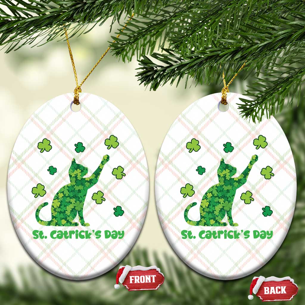 Funny St Catricks Day Ceramic Ornament Lucky Shamrock Cat Saint Pattys TS12 Print Your Wear