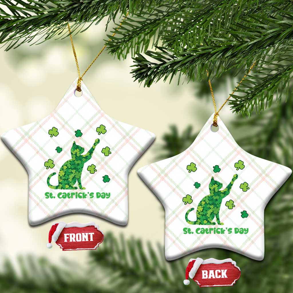 Funny St Catricks Day Ceramic Ornament Lucky Shamrock Cat Saint Pattys TS12 Print Your Wear