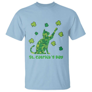 Funny St Catricks Day T Shirt Lucky Shamrock Cat Saint Pattys TS12 Light Blue Print Your Wear