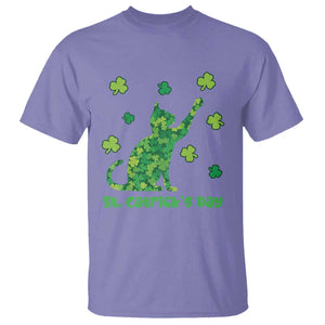 Funny St Catricks Day T Shirt Lucky Shamrock Cat Saint Pattys TS12 Violet Print Your Wear