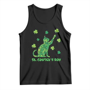 Funny St Catricks Day Tank Top Lucky Shamrock Cat Saint Pattys TS12 Black Print Your Wear