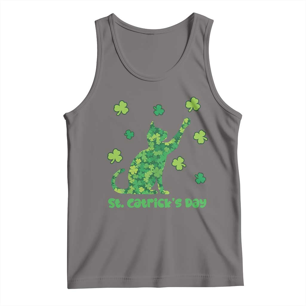 Funny St Catricks Day Tank Top Lucky Shamrock Cat Saint Pattys TS12 Deep Heather Print Your Wear