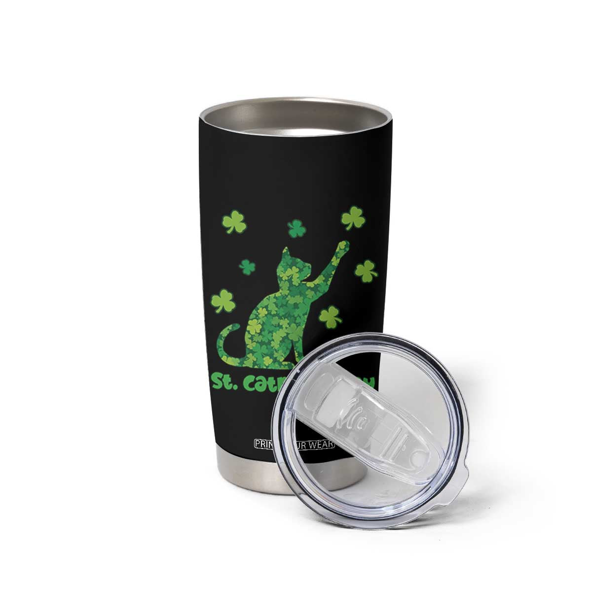 Funny St Catricks Day Tumbler Cup Lucky Shamrock Cat Saint Pattys TS12 Print Your Wear