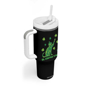 Funny St Catricks Day Tumbler With Handle Lucky Shamrock Cat Saint Pattys TS12 Print Your Wear