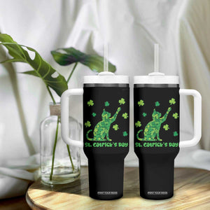 Funny St Catricks Day Tumbler With Handle Lucky Shamrock Cat Saint Pattys TS12 Print Your Wear
