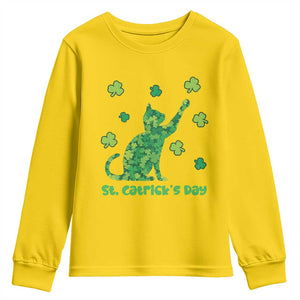Funny St Catricks Day Youth Sweatshirt Lucky Shamrock Cat Saint Pattys TS12 Daisy Print Your Wear