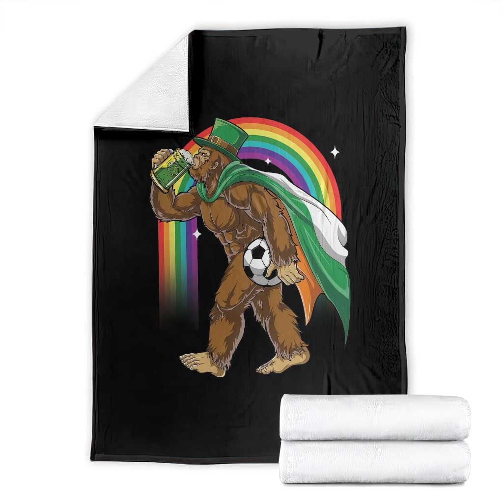 Funny Bigfoot Drinking Beer Throw Blanket St Patricks Day Soccer Lover TS12 Black Print Your Wear
