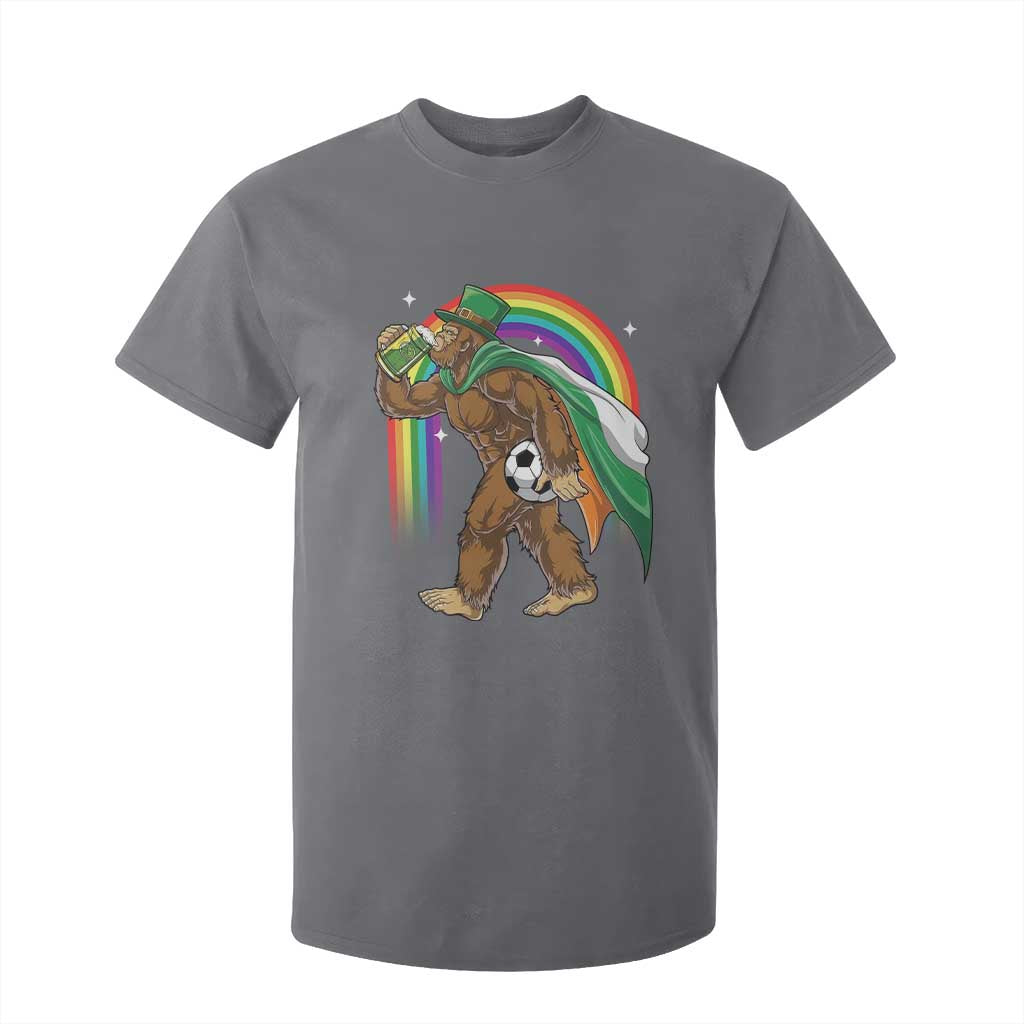 Funny Bigfoot Drinking Beer T Shirt For Kid St Patricks Day Soccer Lover TS12 Charcoal Print Your Wear