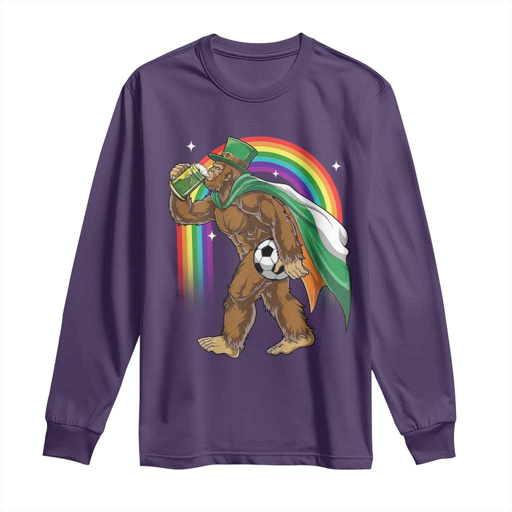 Funny Bigfoot Drinking Beer Long Sleeve Shirt St Patricks Day Soccer Lover TS12 Purple Print Your Wear