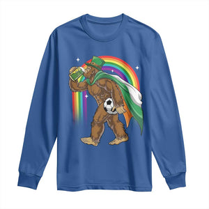 Funny Bigfoot Drinking Beer Long Sleeve Shirt St Patricks Day Soccer Lover TS12 Royal Blue Print Your Wear