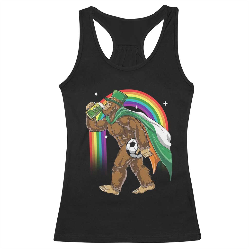 Funny Bigfoot Drinking Beer Racerback Tank Top St Patricks Day Soccer Lover TS12 Black Print Your Wear