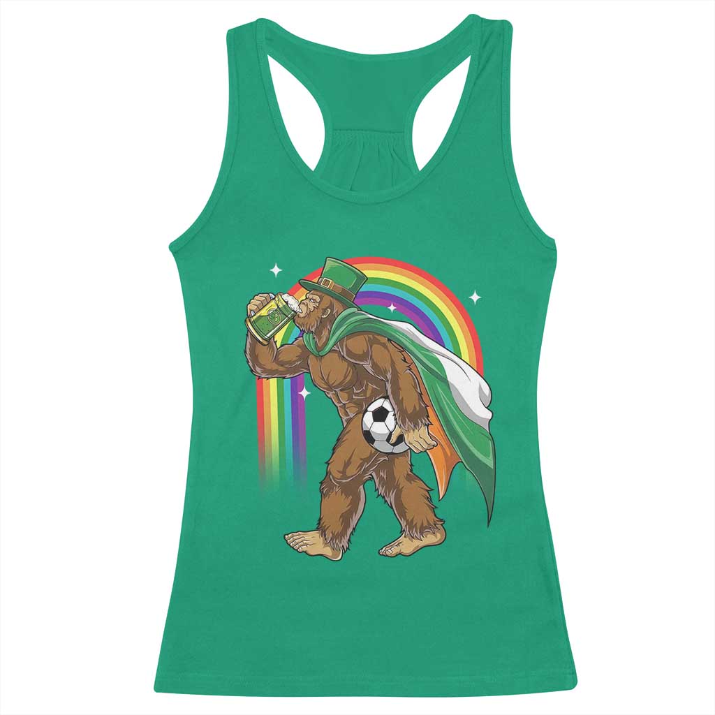 Funny Bigfoot Drinking Beer Racerback Tank Top St Patricks Day Soccer Lover TS12 Irish Green Print Your Wear