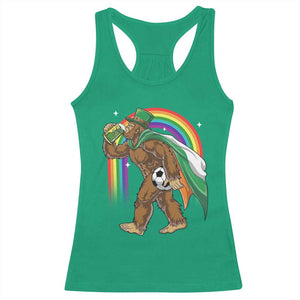 Funny Bigfoot Drinking Beer Racerback Tank Top St Patricks Day Soccer Lover TS12 Irish Green Print Your Wear