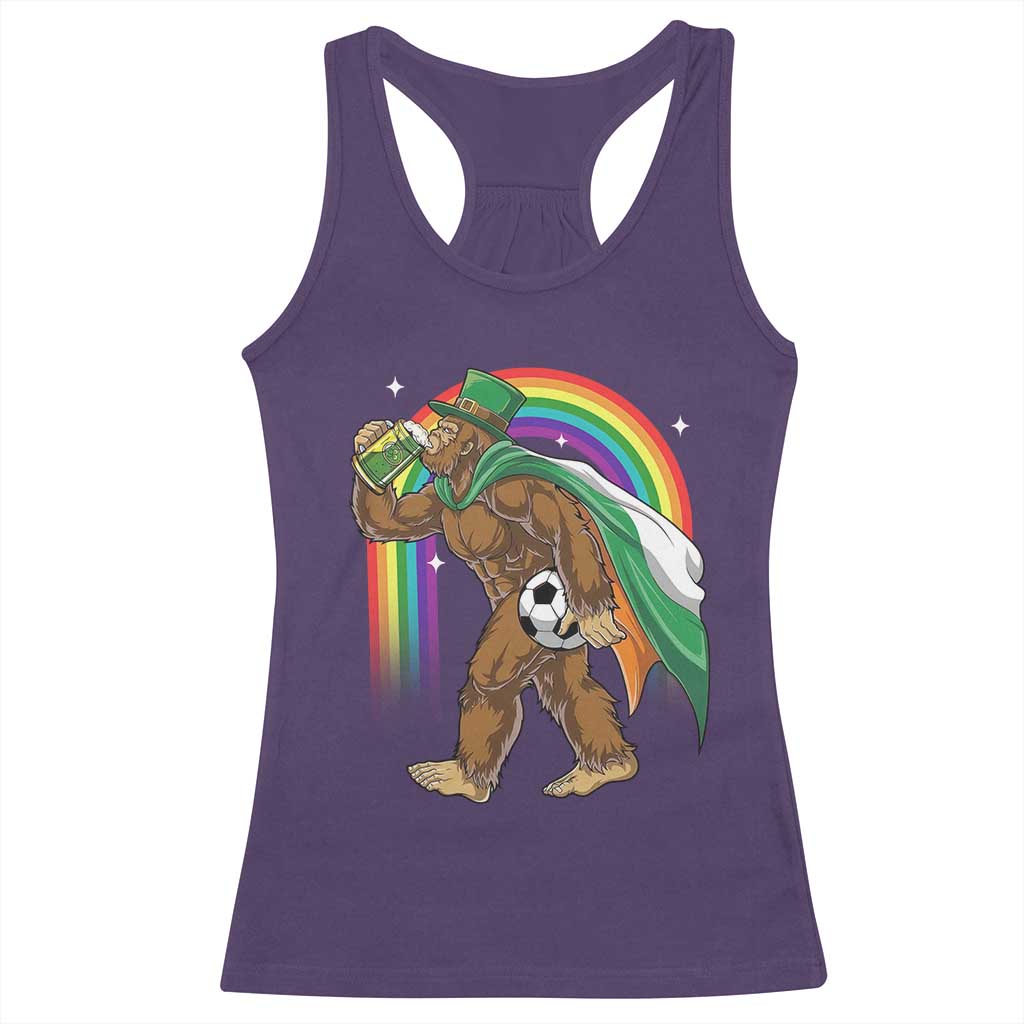 Funny Bigfoot Drinking Beer Racerback Tank Top St Patricks Day Soccer Lover TS12 Purple Print Your Wear