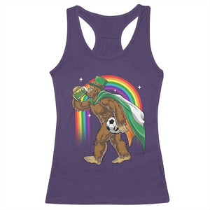 Funny Bigfoot Drinking Beer Racerback Tank Top St Patricks Day Soccer Lover TS12 Purple Print Your Wear