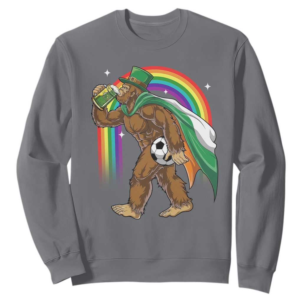 Funny Bigfoot Drinking Beer Sweatshirt St Patricks Day Soccer Lover TS12 Charcoal Print Your Wear