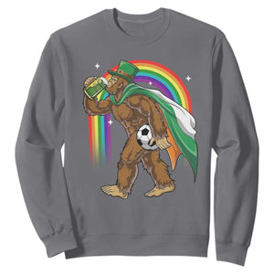 Funny Bigfoot Drinking Beer Sweatshirt St Patricks Day Soccer Lover TS12 Charcoal Print Your Wear