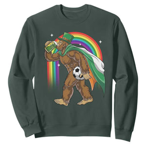 Funny Bigfoot Drinking Beer Sweatshirt St Patricks Day Soccer Lover TS12 Dark Forest Green Print Your Wear