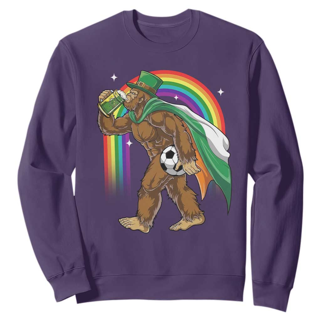 Funny Bigfoot Drinking Beer Sweatshirt St Patricks Day Soccer Lover TS12 Purple Print Your Wear