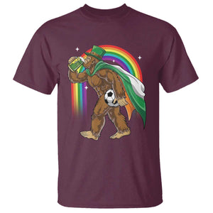 Funny Bigfoot Drinking Beer T Shirt St Patricks Day Soccer Lover TS12 Maroon Print Your Wear