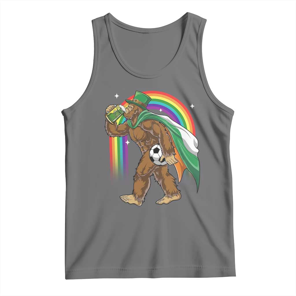 Funny Bigfoot Drinking Beer Tank Top St Patricks Day Soccer Lover TS12 Black Heather Print Your Wear