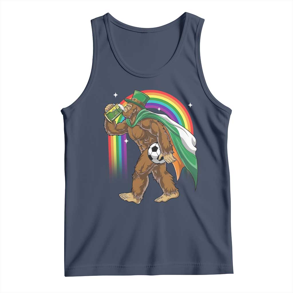 Funny Bigfoot Drinking Beer Tank Top St Patricks Day Soccer Lover TS12 Navy Print Your Wear