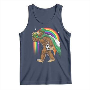 Funny Bigfoot Drinking Beer Tank Top St Patricks Day Soccer Lover TS12 Navy Print Your Wear