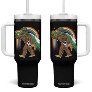 Funny Bigfoot Drinking Beer Tumbler With Handle St Patricks Day Soccer Lover TS12 One Size: 40 oz Black Print Your Wear