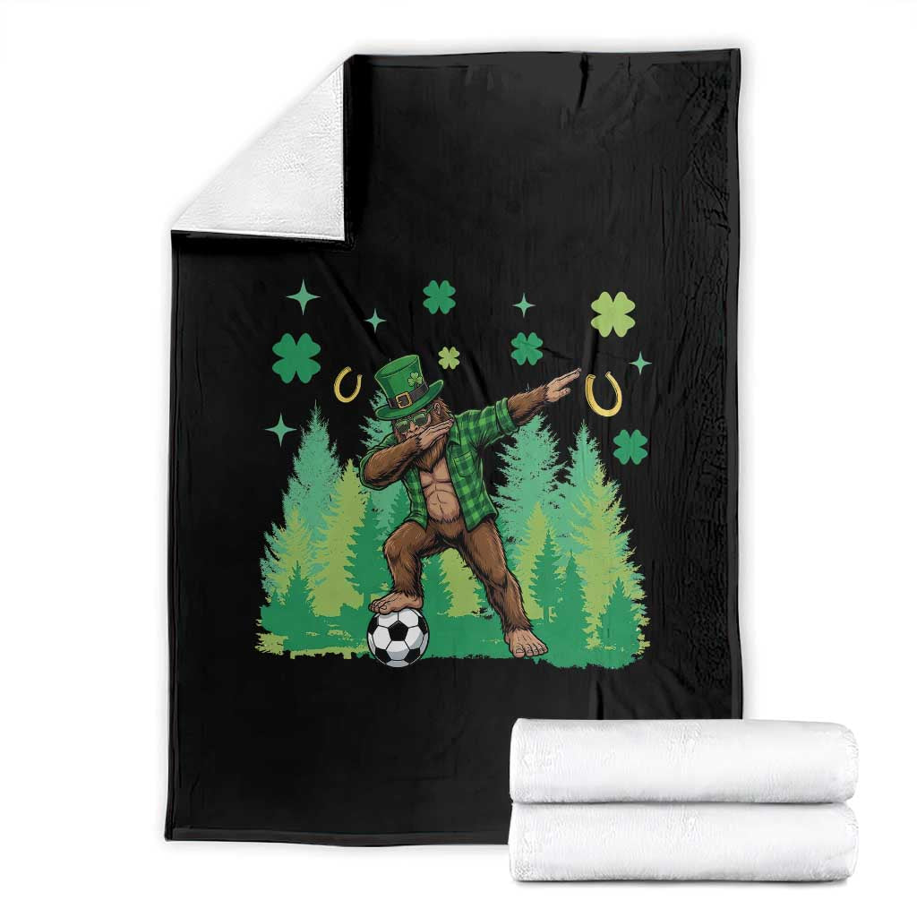 Lucky Sasquatch Soccer Player Throw Blanket Funny St Patricks Day Gift TS12 Black Print Your Wear