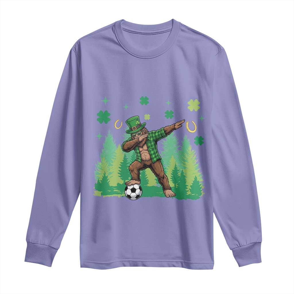 Lucky Sasquatch Soccer Player Long Sleeve Shirt Funny St Patricks Day Gift TS12 Violet Print Your Wear