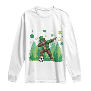 Lucky Sasquatch Soccer Player Long Sleeve Shirt Funny St Patricks Day Gift TS12 White Print Your Wear