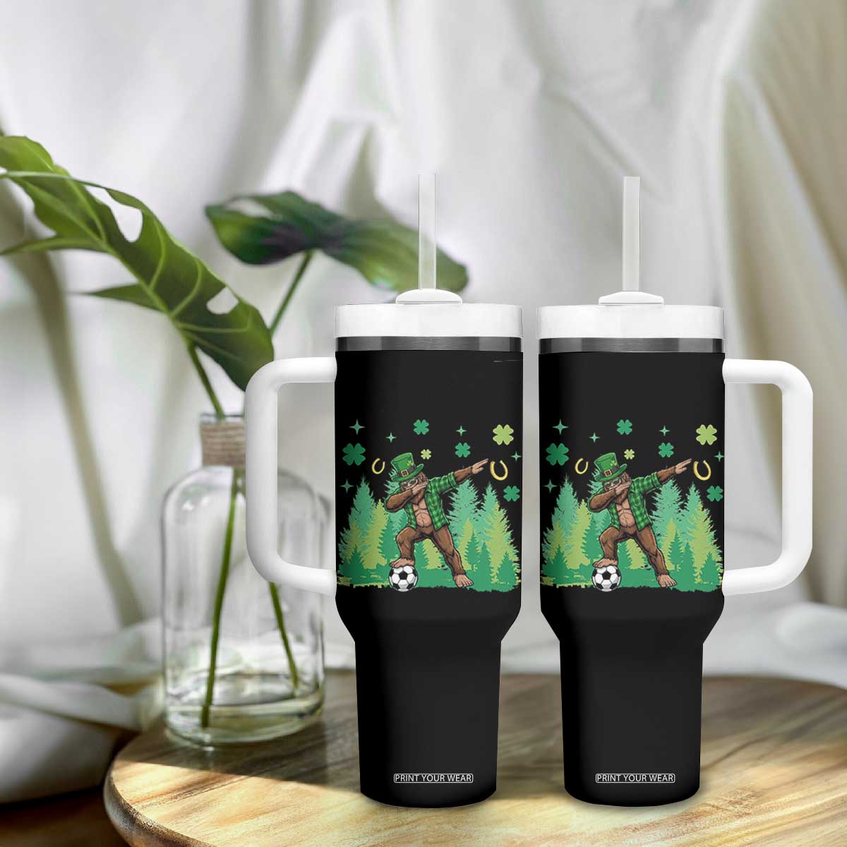 Lucky Sasquatch Soccer Player Tumbler With Handle Funny St Patricks Day Gift TS12 Print Your Wear