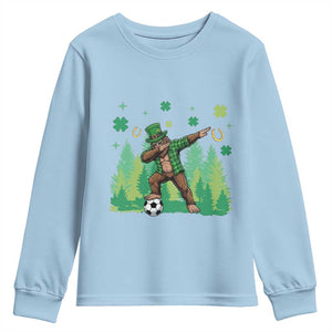 Lucky Sasquatch Soccer Player Youth Sweatshirt Funny St Patricks Day Gift TS12 Light Blue Print Your Wear