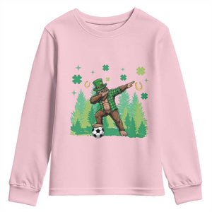 Lucky Sasquatch Soccer Player Youth Sweatshirt Funny St Patricks Day Gift TS12 Light Pink Print Your Wear