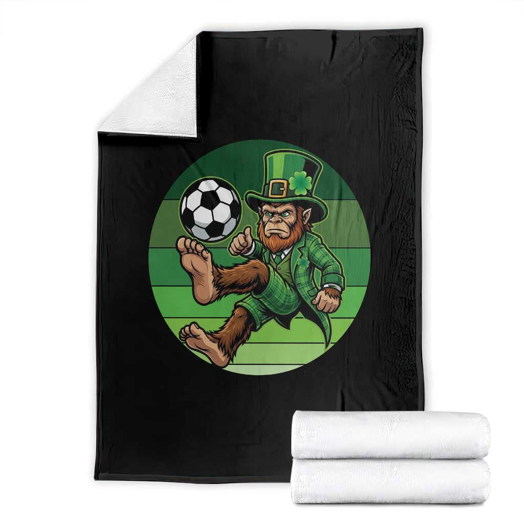 Funny Bigfoot Playing Soccer Throw Blanket St Patricks Day TS12 Black Print Your Wear