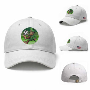 Funny Bigfoot Playing Soccer Baseball Cap St Patricks Day TS12 Baseball Cap Universal Fit White Print Your Wear