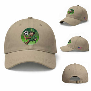 Funny Bigfoot Playing Soccer Baseball Cap St Patricks Day TS12 Baseball Cap Universal Fit Khaki Print Your Wear