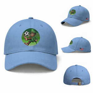Funny Bigfoot Playing Soccer Baseball Cap St Patricks Day TS12 Baseball Cap Universal Fit Light Blue Print Your Wear