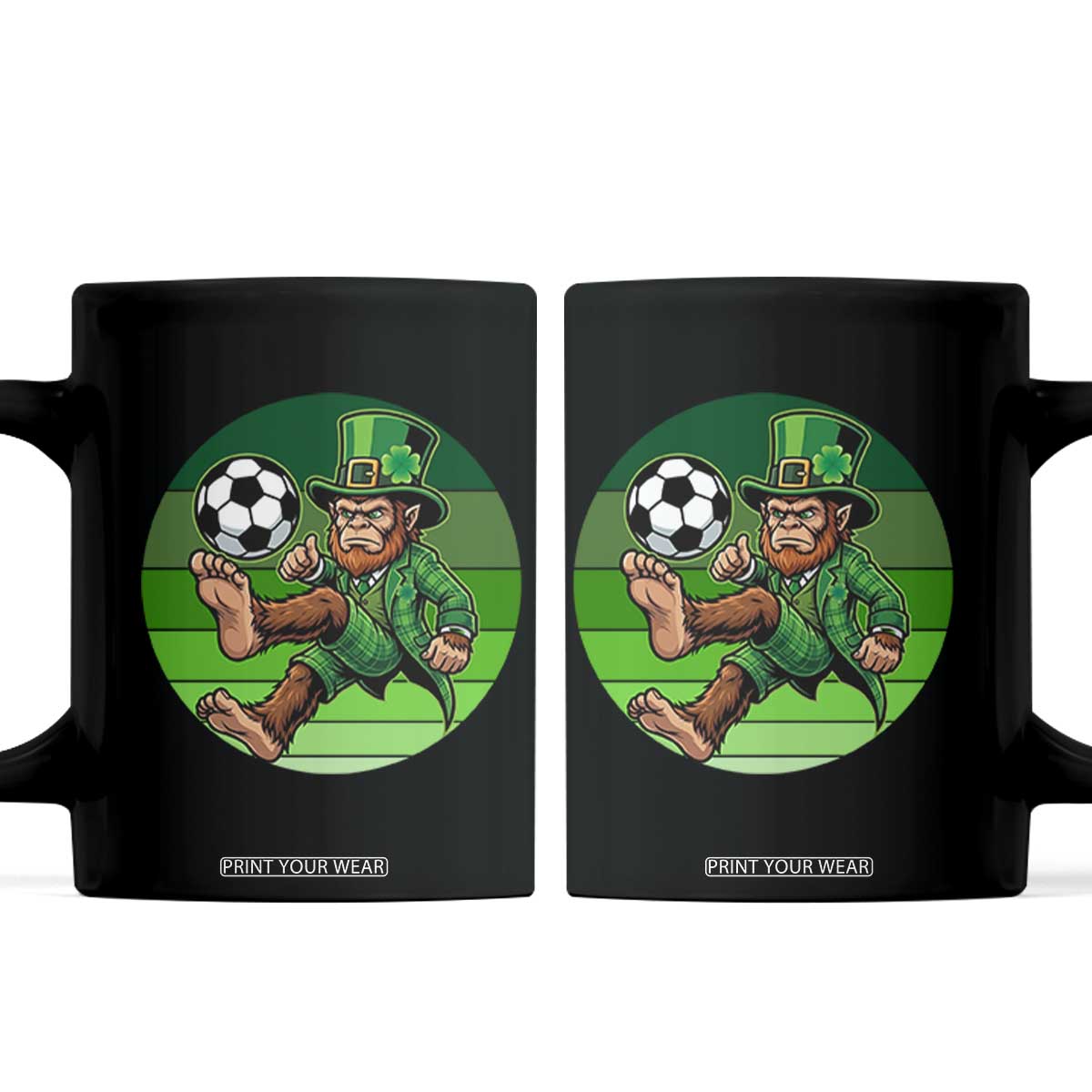 Funny Bigfoot Playing Soccer Coffee Mug St Patricks Day TS12 Black Print Your Wear