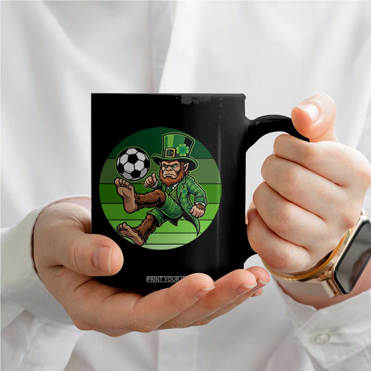 Funny Bigfoot Playing Soccer Coffee Mug St Patricks Day TS12 Print Your Wear