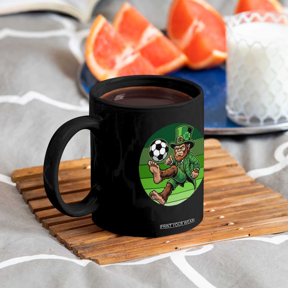 Funny Bigfoot Playing Soccer Coffee Mug St Patricks Day TS12 Print Your Wear