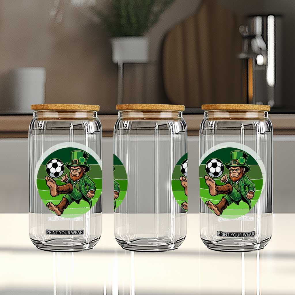 Funny Bigfoot Playing Soccer Glass Can St Patricks Day TS12 Print Your Wear