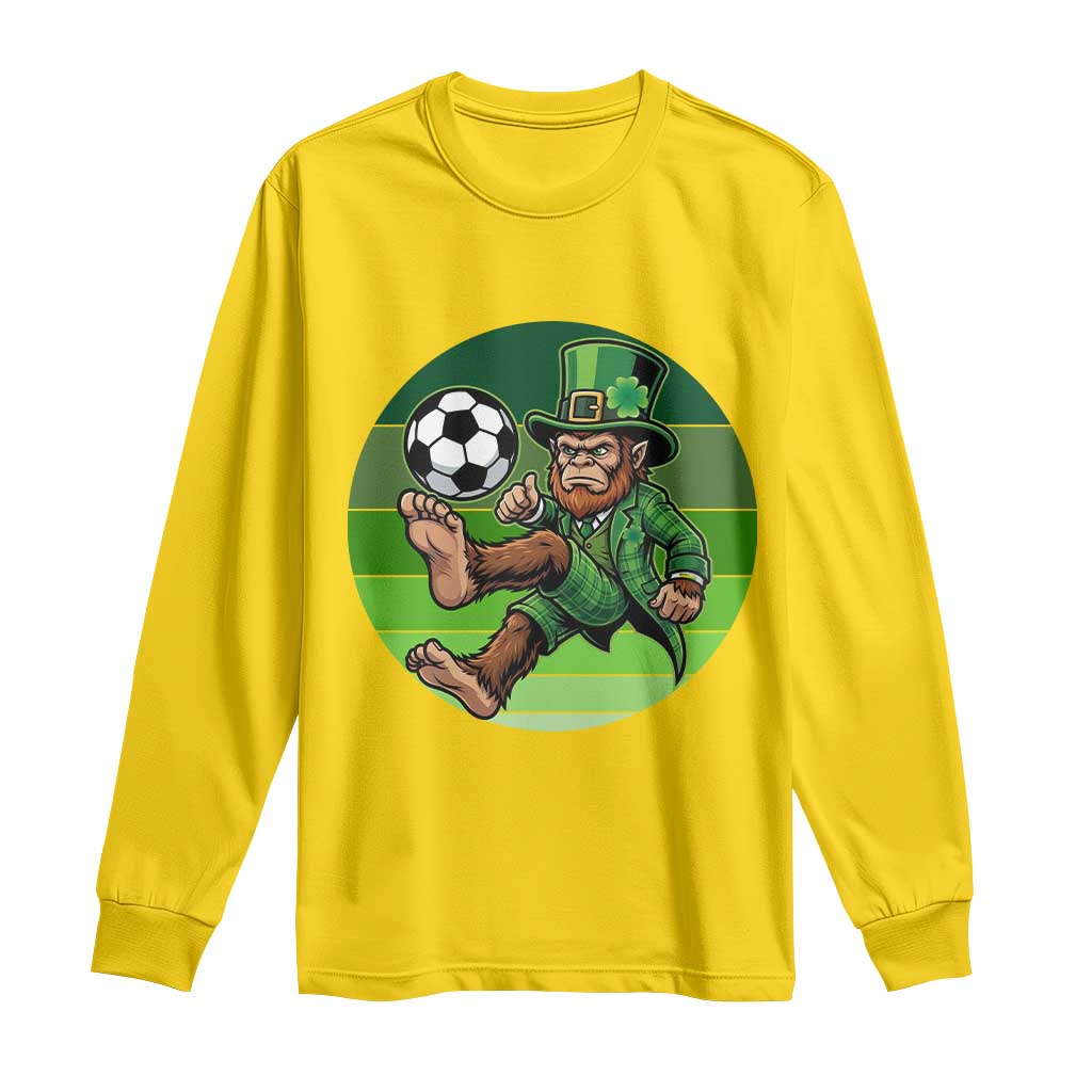 Funny Bigfoot Playing Soccer Long Sleeve Shirt St Patricks Day TS12 Daisy Print Your Wear