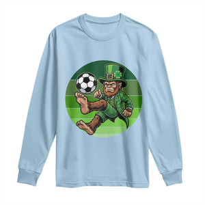 Funny Bigfoot Playing Soccer Long Sleeve Shirt St Patricks Day TS12 Light Blue Print Your Wear