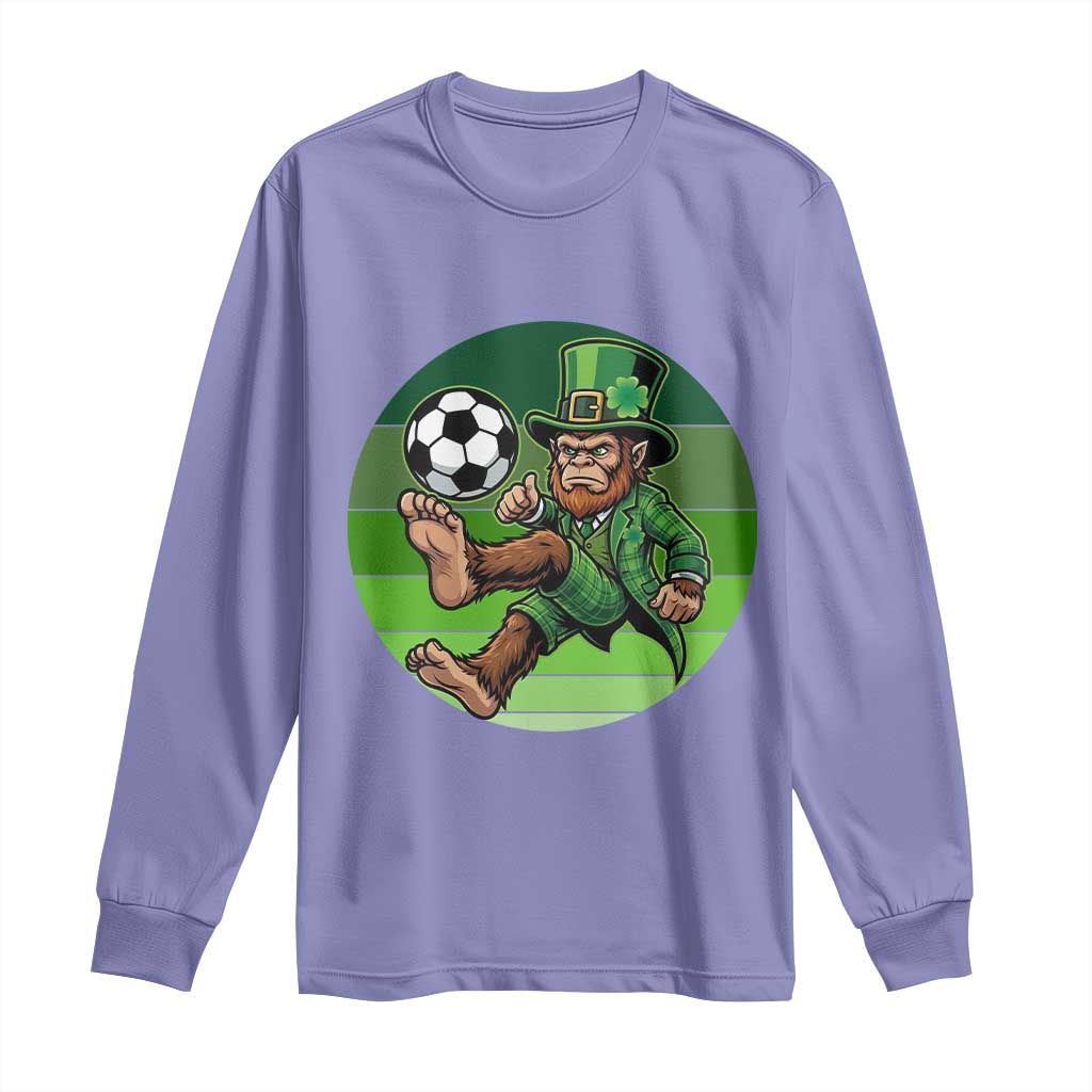 Funny Bigfoot Playing Soccer Long Sleeve Shirt St Patricks Day TS12 Violet Print Your Wear