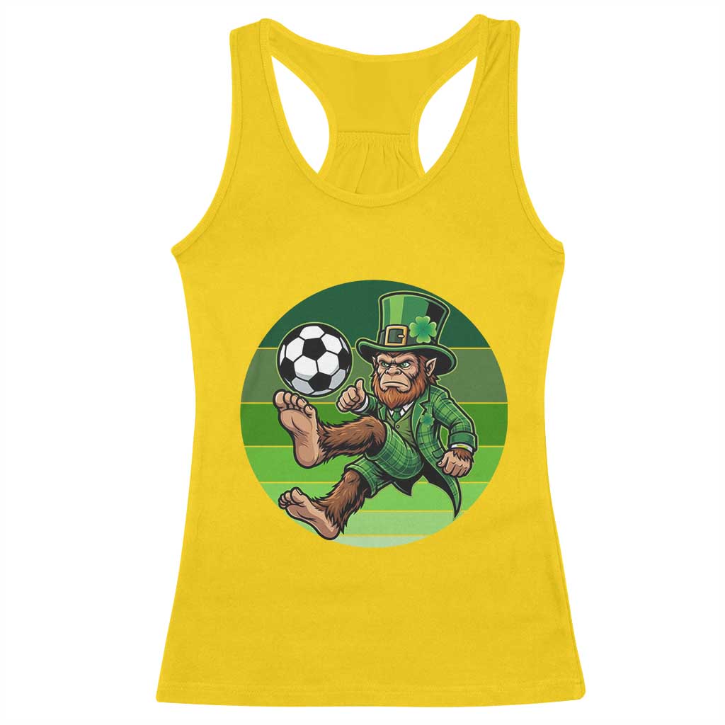 Funny Bigfoot Playing Soccer Racerback Tank Top St Patricks Day TS12 Daisy Print Your Wear