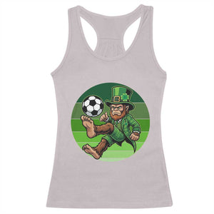 Funny Bigfoot Playing Soccer Racerback Tank Top St Patricks Day TS12 Ice Gray Print Your Wear